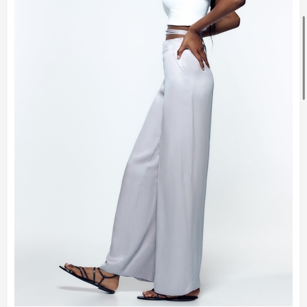 Zara Light Gray Wide-Leg Pants